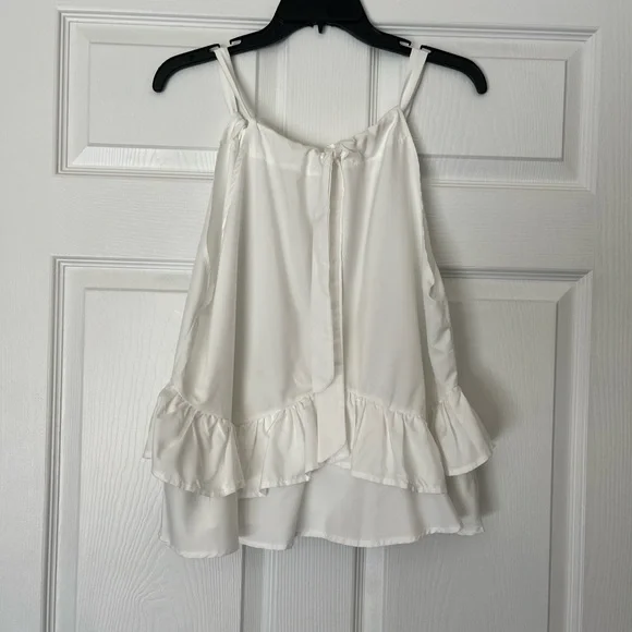 NWOT White Ruffled Tank Top - Picture 4 of 10